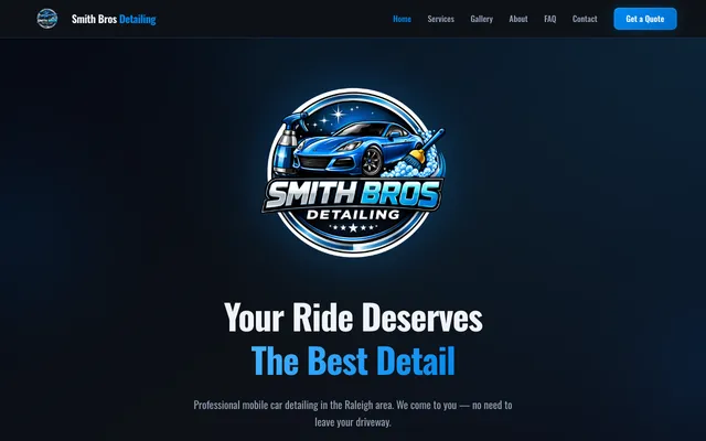 Smith Bros Detailing website screenshot